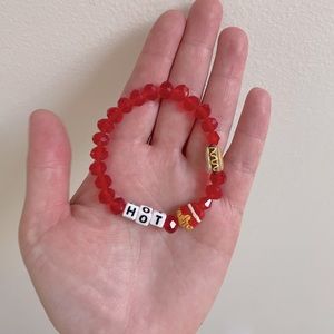 Crystal & Charm Red Beaded Bracelet